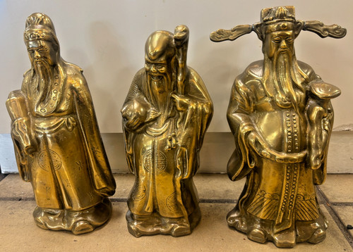 Vintage chinese brass trio - vintage,