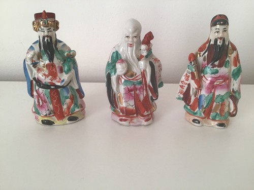 Three ceramic chinese gods - ceramic,