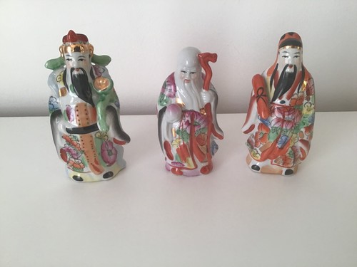 Three ceramic chinese gods - ceramic,