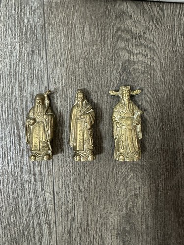 Vtg brass chinese statues - vtg,